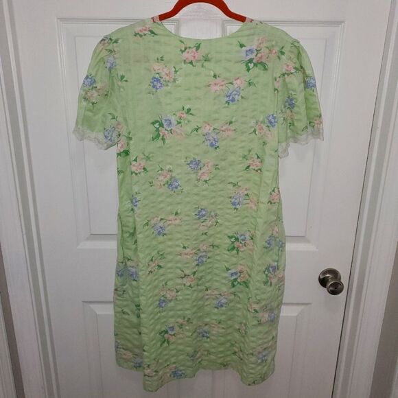 VMTAGE MOON BEANS MINT GREEN FLORAL PRINT NIGHT GOWN SIZE SMALL - Picture 3 of 7